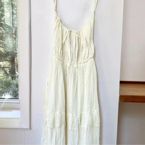 New Free People Taking Sides Maxi Dress Long Summer in Ivory White Large - Picture 5 of 10
